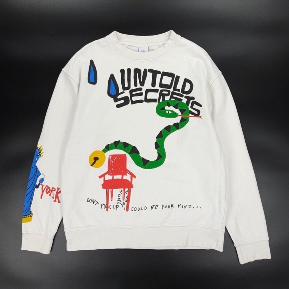 ZARA MAN Untold Secrets Sweatshirt Weird Grunge Streetwear 90s Y2k Maximalism